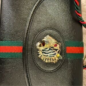 Gucci Black Crossbody Bag with Gold Tiger Emblem
